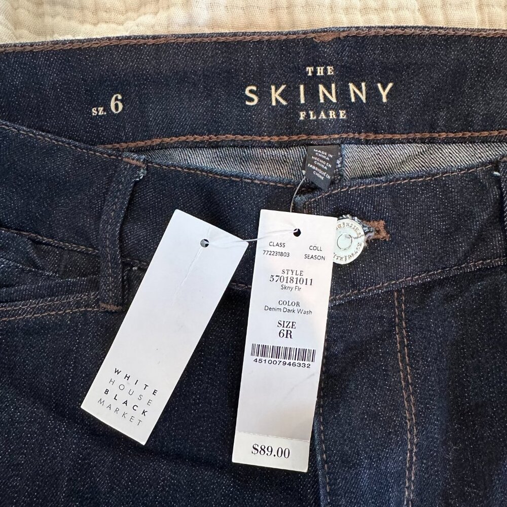White House Black Market Size 6 The Mid Rise Skinny Flare Jeans in Dark Wash - Picture 4 of 10